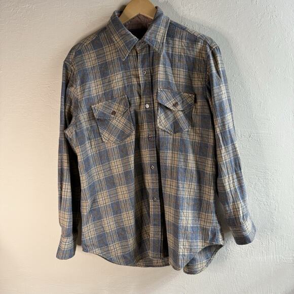 Vintage Ponderosa Wool Blend Flannel Shirt Mens Size XL Collar Plaid - Picture 1 of 6